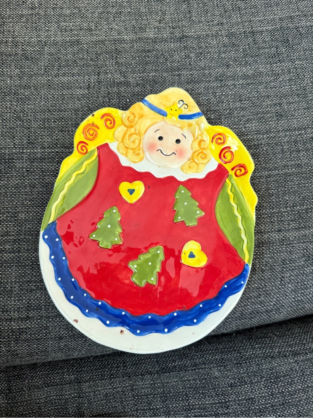 Hand-Painted Red Angel Decorative Wall Plaque